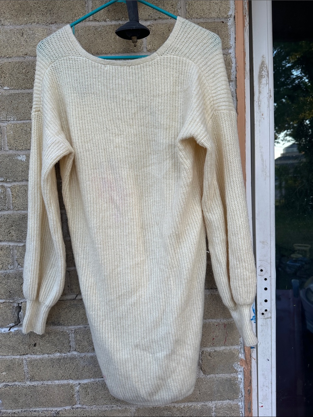 Forever 21 Cream V-Neck Knit Sweater Dress - Picture 2 of 3